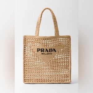Prada crochet tote bag with organizer bag inside